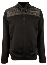 Bugatchi Men's Long Sleeve Quarter Zip Mock Neck Pullover Sweater 2XL Caviar